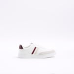 River Island Mens Skater Trainers White Webbing Detail PU - Size UK 7