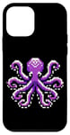 Coque pour iPhone 12 mini Violet Pixel Octopus Retro Vibes