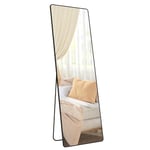 SONGMICS Miroir Intégral, 160 x 50 cm, Miroir Rectangulaire sur Pied, Grand Miroir À Poser au Sol, Cadre en Alliage d’Aluminium, Verre Trempé, pour Chambre, Salon, Dressing, Noir d’Encre LFM030B01