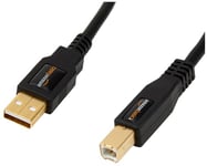 Amazon Basics Cable 2.0 USB-A a USB-B Macho Con conectores dorados (1,8 m), 6 Feet, Negro pour Imprimante, Noir