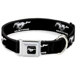 Buckle-Down Collier pour Chien avec Boucle de Ceinture de sécurité – Logo Ford Mustang Noir/Blanc – 2,5 cm de Large – Convient pour Tour de Cou de 28 à 43 cm – Taille M