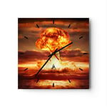 Horloge murale en verre 40x40cm Guerre bombe nucl�aire champignon apocalypse