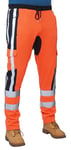 Men's Hi Viz Fleece Work Trousers Pants Mens Fleece Hi-Vis Trousers High Visibility Tape (FSHVP-Orange, XL)