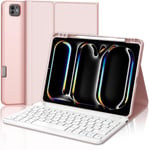 Étui Avec Clavier Pour Ipad Pro 11"" (M4) 2024,Disposition Italienne Qwerty Étui Clavier Bluetooth Amovible Pour Ipad Pro 11"" (M2) 2024,Rose Clair.[Y1071]