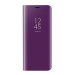 VGANA Case for Xiaomi Poco F2 Pro 5G, Mirro Plating View Standing Cover Bright Clear Flip Slim Protective Phone Shell. Purple