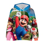 Super Mario Bros Film 3D Cartoon Tryck Casual Dragkedja Hoodies Långärmad Huvtröja Pullover Toppar Barn Födelsedagspresent C 8-9 Years