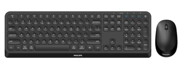 PHILIPS Wireless Keyboard 110 keys Nordic language + Ergo Mouse 1600 DPI Windows and MacOS compatible Reduced click sound