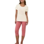 Triumph PK 02 Capri Pyjama Set Rosa/Beige bomull 42 Dam