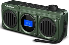 Radio FM Portable avec Enceinte Bluetooth,Deux Haut-parleurs (14W),Volume élevé,Son stéréo,Emplacement pour Carte Micro SD,avec Port USB,11H Rechargeable Lecteur MP3-Vert