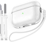 Coque Compatible avec Airpods Pro 2ème/1ère génération, Compatible avec Airpods Pro 2ème génération USB C, Coque Transparente Souple Antichoc avec Stylo de Nettoyage pour lanière,Gitter