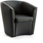 Chaise longue Annaluna, Chaise longue, 100% Made in Italy, Fauteuil relax en éco-cuir, Cm 70x60h74, Noir, avec emballage renforcé - Talamo Italia