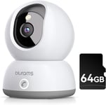 Caméra Surveillance WiFi Intérieur 2K+Micro SD 128 Go,Camera Bébé 360°, Caméra Interieur pour Bébé/Animaux, Vision Nocturne,Appel en Une Touche,Audio Bidirectionnel.[G2086]