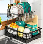 Quality 2  Tier  Dish  Drainer  Rack -  Dish  Rack  with  Utensil  Holder  for