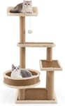 Petit Arbre à Chat 89cm Arbre à Chat Design avec Lit pour Chat Niches Supérieures Griffoir Maison en Peluche