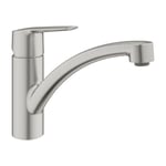 GROHE Mitigeur évier START 32441DC2 QuickFix Plus - bec bas- rotation 140° inox brossé