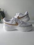 Nike court vision low top Alta white/gold  size UK 4.5 Trainers walking fashion