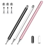 Stylus Pens for Touch Screens, 2 in 1 High Precision Universal Stylus Pen for iPad Compatible with Apple, iPhone, iPad, Android, Microsoft Tablets, Phones, 3 Pack-Black,Gold,White