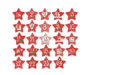 Glorex Calendrier de Noël avec étoiles en Bois, Bois, Rouge, 13 x 11,5 x 2 cm