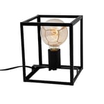 BRILONER Leuchten - Lampe de table, lampe de table à 1 ampoule, lampe de chevet rétro, vintage, acier noir, 1x E27, maximum 40 Watt, interrupteur inclus, noire, 170x170x200 mm (LxlxH)