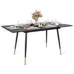 MEUBLE COSY Table de Salle à Manger Extensible 4 a 6 Personnes pour Salon Cuisine, Cadre Métallique Robuste, Style Industriel Rétro, Noir et Or, 120-160x80x75cm, Bois d'ingénierie