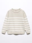 Mango Baby Samy Cotton Knit Stripe Jumper, Light Pastel Grey