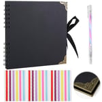 ZYNERY 60 Pages Album Photo Scrapbooking, 20,5x20,5 cm DIY Scrapbooking Album, Livre Photo de Classe, Livre d'Or Anniversaire, Album Photo Voyage, Scrapbooking Kit pour Familles, Bebe, Mariages (Noir)