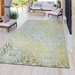 TT Home Tapis Outdoor Moderne Résistant aux Intempéries pour Intérieur Et Extérieur Design Baroque en Jaune, Dimension:160x220 cm