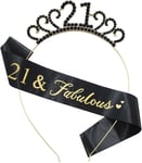 21st Birthday Sash and Crystal Tiara Birthday Crown Party Gift For Girls For Her