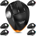 Souris Trackball Ergonomique sans Fil, Souris Bluetooth/USB RGB 4800DPI, 8 Boutons, Angle Ajustable,Mouse pour PC/Mac/Windows Connexion 3 Appareils, Rechargeable Noir