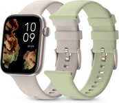 Smartee Duo 2 ¿ Smartwatch Montre Intelligente Avec Bracelet Interchangeable, Écran Amoled 1,78¿, Grande Batterie 7 Jours, +100 Sports, Ip68, Appels Bluetooth, Android Et Ios ¿ Couleur Beige/Vert