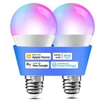 meross Ampoule LED Connectée, Ampoule WiFi E27 Compatible avec Apple HomeKit, Alexa et Google Home, RGBCW Ampoule Intelligente Multicouleur Dimmable avec Commande Vocale et Contrôle à Distance
