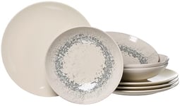 Ritzenhoff & Breker Cecina Service de table 8 pièces, assiettes plates (26 cm) et assiettes creuses (21 cm) pour 4 personnes, vaisselle moderne tendance, grès, crème/graphite