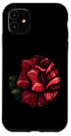 Coque pour iPhone 11 Rose rouge gothique, floral rouge et noir