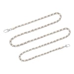 55" Purse Chain Strap with Buckles for Shoulder and Cross Body (Beige + Silver)