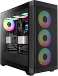 Athena M3 Boîtier PC Gamer ATX Tour Moyenne, Panneau Frontal en Maillage pour Le Flux d'air, 4 Ventilateurs ARGB PWM de 120 mm Inclus, Panneau Latéral en Verre Trempé, Noir.[V1407]