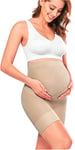 Peauty Maternity Dress Shapewear Shorts Women's Soft and Seamless Elastic High Waist Mid Thigh Pregnancy Underwear Nude M