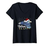 Womens Christmas North Pole Polar Express All Abroad Xmas Santa V-Neck T-Shirt