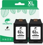 62Xl Cartouches D'Encre Remanufacturées Pour Hp Cartouche 62 Xl Envy 5548 5540 5541 5542 5543 5544 5545 5546 5547 5640 5642 5644 5646 7640 Officejet 200 250 5740 5742 5744 Imprimante(2 Nior)