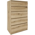 Aster T5 - Commode chambre/bureau/salon 70x40x112 cm 5 tiroirs - Meuble de rangement Style Scandinave