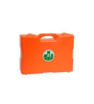 Mallette premier secours en PVC, couleur orange Pour entreprises de plus 2 personnes. Accrocher au mur. Contient : 1 Tensiomètre.