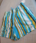 CALVIN KLEIN SHORT DE BAIN HOMME TAILLE S RAYURES BLEU JAUNE BLANC