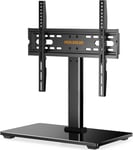 Support TV sur Pied TV Universel - pour de 26-60 Pouces Télévision,Réglable en Hauteur Max Charge 40kg VESA 400x400 mm,avec la Base en Verre Trempé & Gestion des Fils