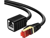 Spacetronik Lan Cable Extension Cable Cat7 Black 1M 10Gbps/S Internet Rj45 Connector