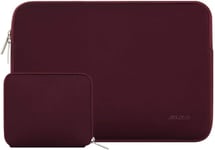 Housse Compatible Avec Macbook Air 15 M3 A3114 M2 A2941 2023 2024/Pro 15, Surface Laptop 15, Dell Xps 15, Hp Stream 14 Pouces, Laptop Sleeve Néoprène Sac Avec Petite Pochette, Vin Rouge