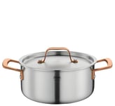 Spring Gourmet Casserole multicouche avec couvercle en acier inoxydable, passe au four, avec graduation intérieure, Ø 20 cm, hauteur 9 cm, 2,7 l, or rose