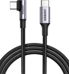 UGREEN USB-C til USB-C vinklet hurtigladekabel 60W PD, 3m - Svart