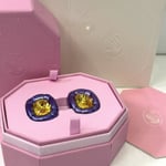 Genuine SWAROVSKI Clip On Purple Earrings Large Yellow Crystal Dulcis RRP £155