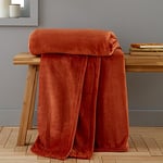 Catherine Lansfield Raschel Velvet Touch 130x170cm Blanket Throw Burnt Orange