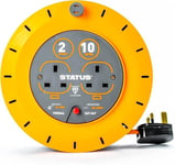 STATUS 10M ORANGE EXTENSION LEAD 2 SOCKET CASSETTE 10 AMP THERMAL CUT OUT