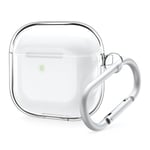 elago Clear Case Compatible with AirPods 4 Case - Compatible with AirPods 4th Generation Case, Carabiner Included, Reduced Yellowing, Wireless Charging, Shock Resistant, Full Protection (Transparent)